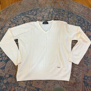 Emerald Style of Italy Silk and Cashmere Cream V-Neck Sweater